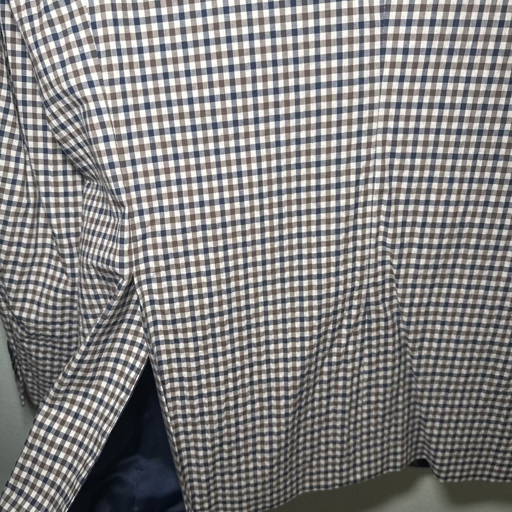 Tommy Hilfiger Mens Modern fit Sport Coat‎ Blazer 42 L Navy/White/Brown Plaid - Picture 7 of 8